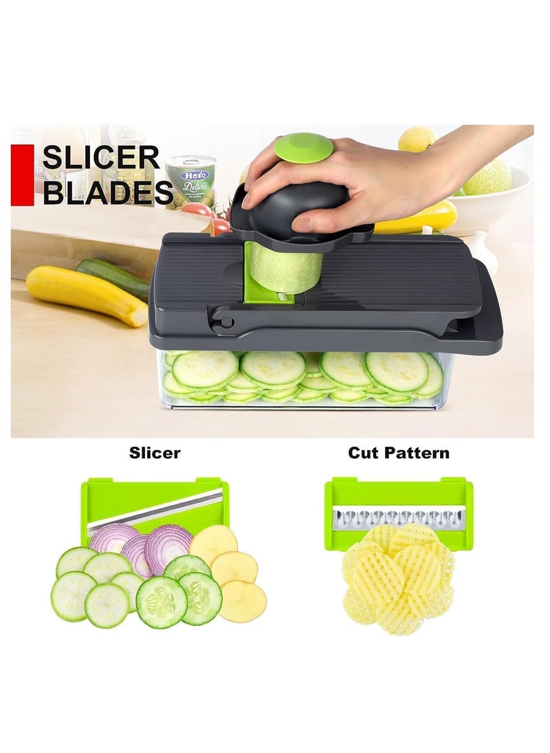 TIGER NEW Vegetable Chopper, Food Chopper, Pro 12-in-1 Multifunctional Onion Chopper, Veggie Chopper, Vegetable Slicer, Dicer, Cutter, Mandoline Slicer, Salad & Garlic Chopper with Container - Image 5