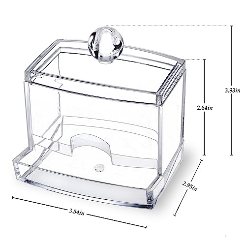 MOSIKER 10oz Clear Acrylic Small Qtip Holder,Swab Dispenser Cotton Ball Jars Bathroom Organizer with Lid - Image 2