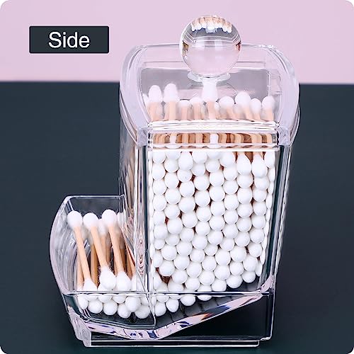 MOSIKER 10oz Clear Acrylic Small Qtip Holder,Swab Dispenser Cotton Ball Jars Bathroom Organizer with Lid - Image 5