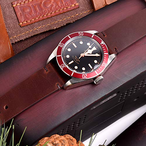 Ritche Quick Release Leather Watch Band 18mm 20mm 22mm Genuine Watch Strap for Men and Women, Coffee / Black, 20mm, Classic - Image 2