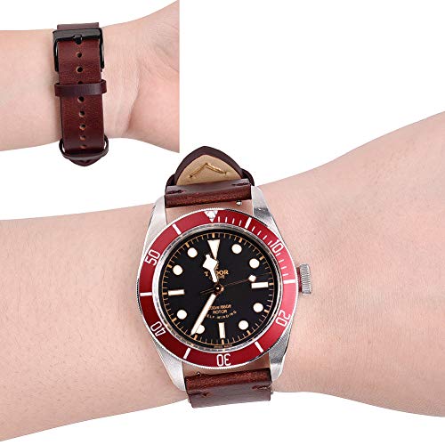 Ritche Quick Release Leather Watch Band 18mm 20mm 22mm Genuine Watch Strap for Men and Women, Coffee / Black, 20mm, Classic - Image 3