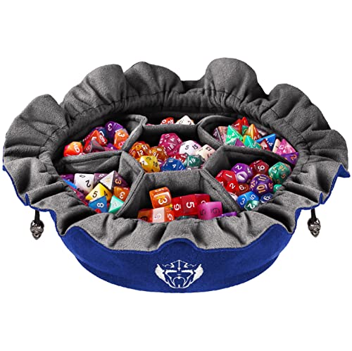 CardKingPro Immense Dice Bags with Pockets  Blue  Capacity 150 Dice  Great Organizer for Dice Hoarders Perfect for Dungeons and Dragons Patented Design - Image 1