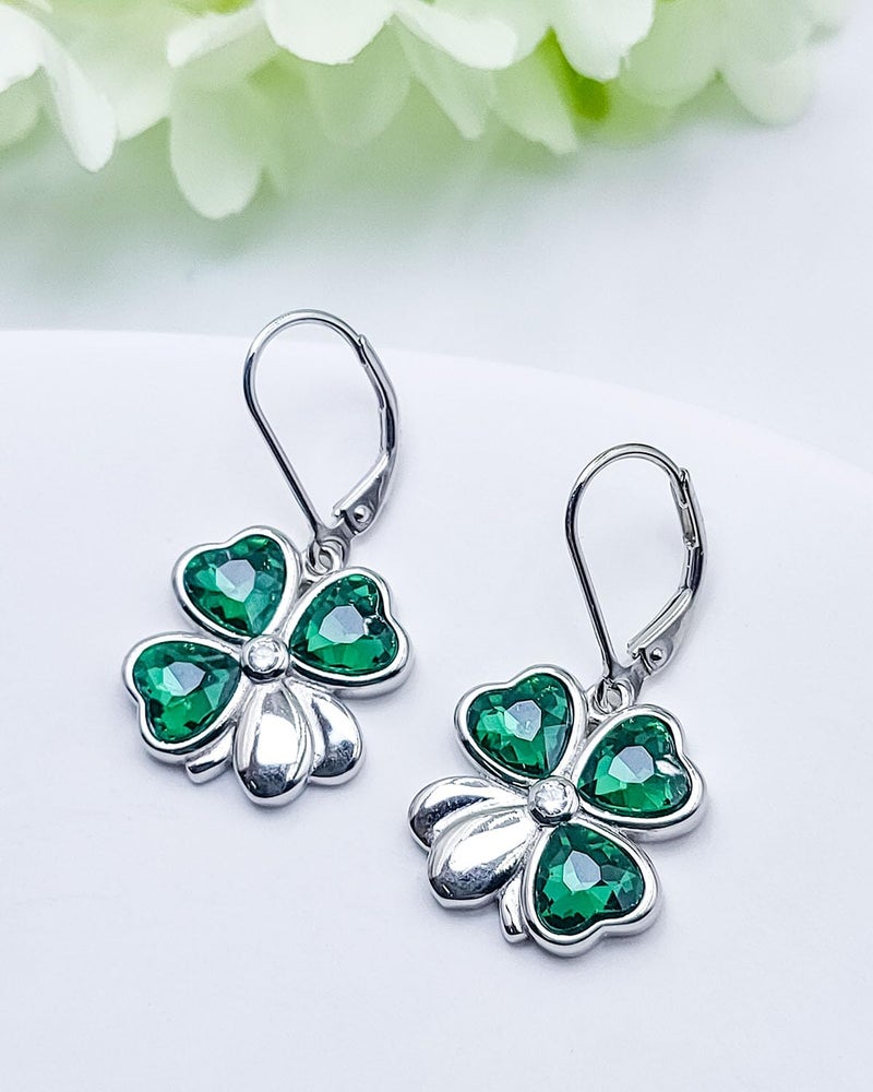 Wasee St Patrick's Day Earrings for Women 925 Sterling Silver Shamrock Leverback Earrings Clover Earrings Green St Patrick's Day Jewelry Gifts - Image 4