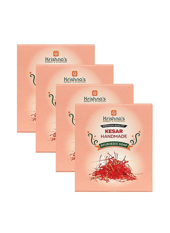 Krishna's Herbal & Ayurveda Krishna'S Kesar Handmade Soap 100 G Each (Pack Of 4) Deeply Nourishes The Skin All Skin Types  - Image 1
