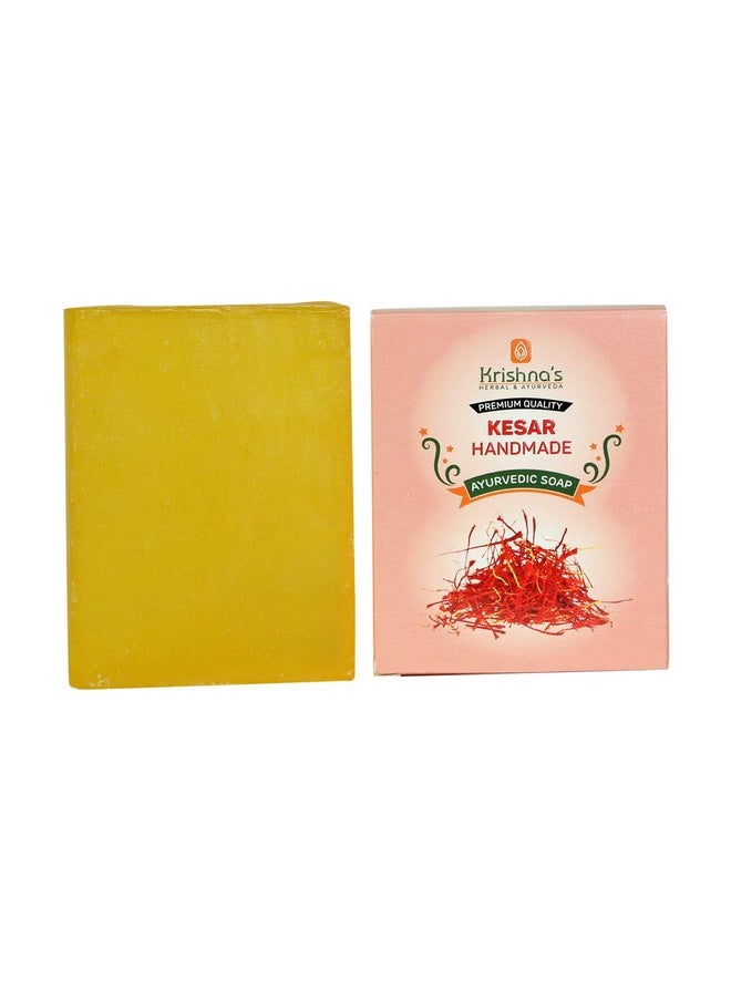 Krishna's Herbal & Ayurveda Krishna'S Kesar Handmade Soap 100 G Each (Pack Of 4) Deeply Nourishes The Skin All Skin Types  - Image 2