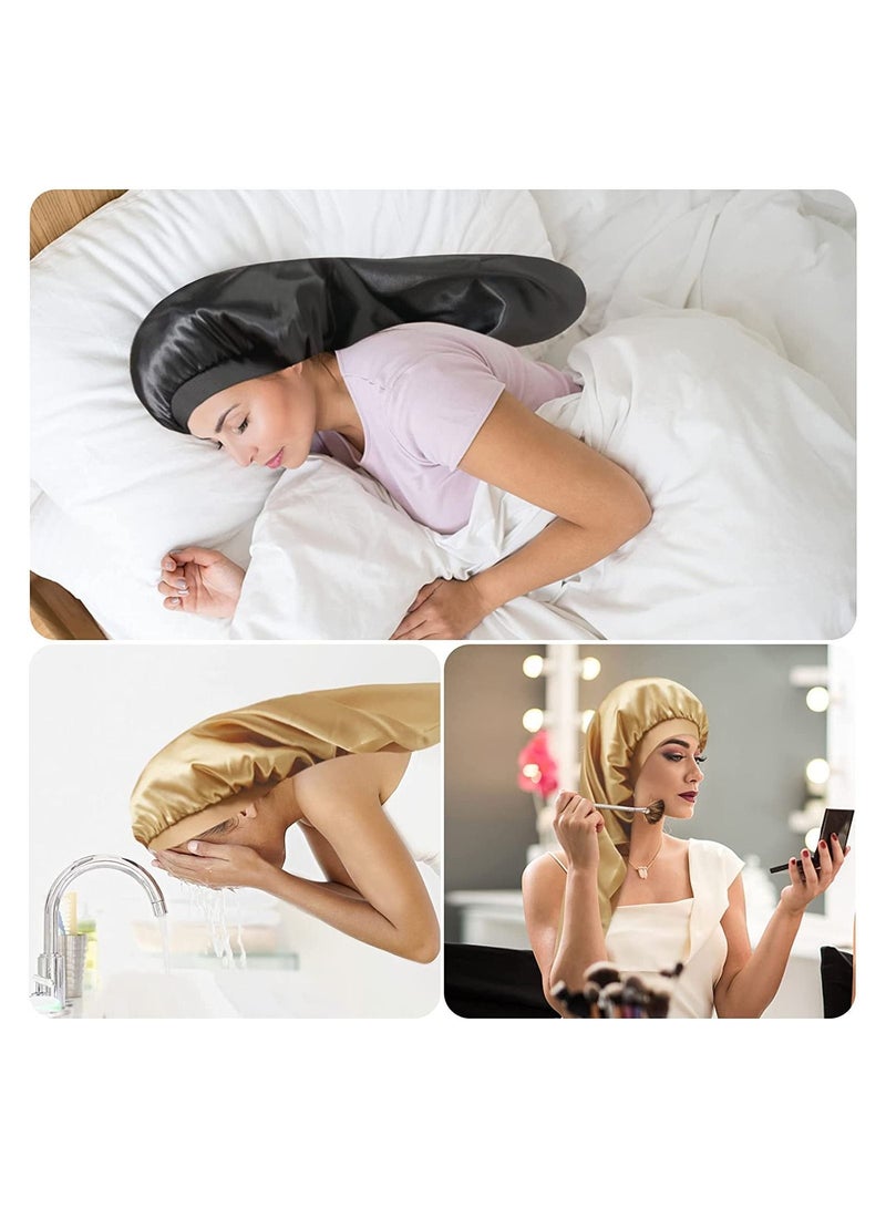 NIBEMINENT Satin Bonnet Sleep Cap, Silk for Natural Hair Long Extra Large Bonnets Women Night Wide Elastic Band Very Soft Comfortable - Image 5