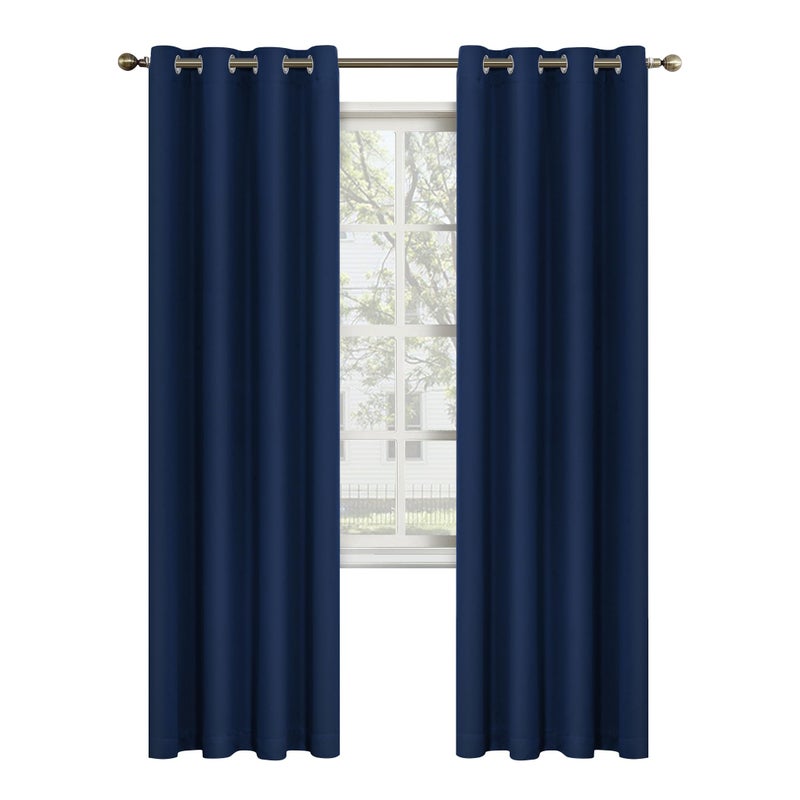 MYSKY HOME MYSKY HOME Navy Blue Curtains 84 Inch Long Blackout Curtain for Living Room Bedroom Blue Curtains Grommet Window Drapes Privacy Protect Room Darkening Single Panel Curtain 52 x 84 Inch