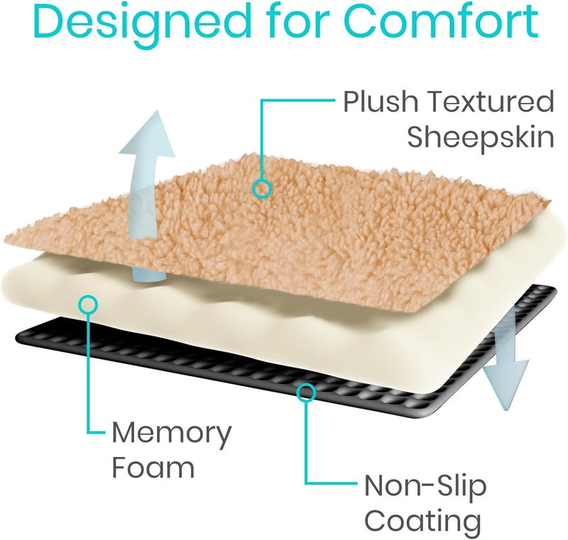 Vive Mobility Knee Walker Pad Cover - Plush Synthetic Faux Sheepskin Scooter Cushion - Accessory for Knee Roller - Leg Cart Improves Comfort During Injury (Off-White) - Image 3