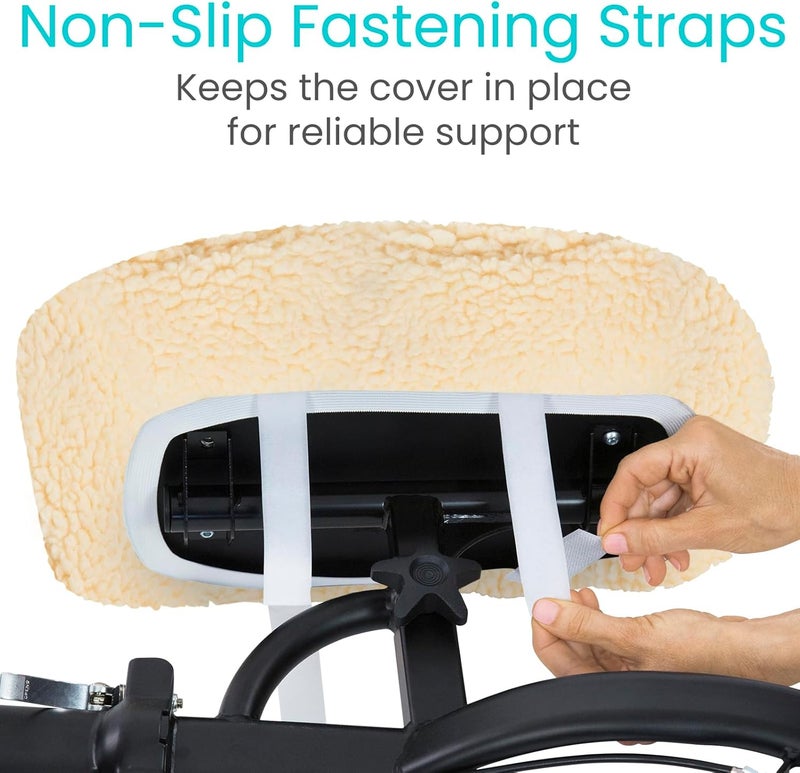 Vive Mobility Knee Walker Pad Cover - Plush Synthetic Faux Sheepskin Scooter Cushion - Accessory for Knee Roller - Leg Cart Improves Comfort During Injury (Off-White) - Image 4