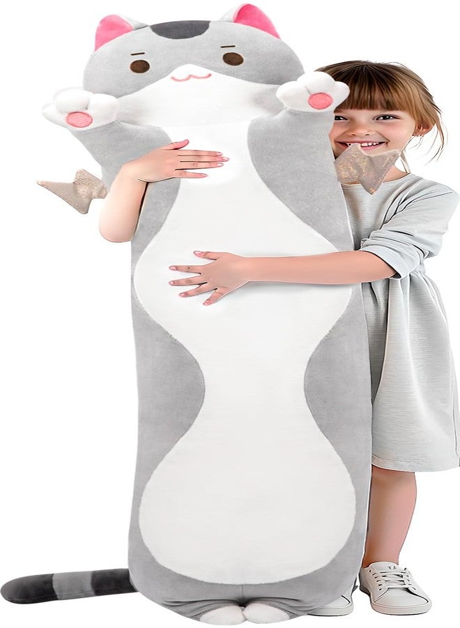 Mewaii Long Cat Plush Body Pillow, 53” Cute Cat Stuffed Animals Soft Plushies, Kitten Plush Throw Pillow Doll Toy Gift for Girlfriend - Image 1
