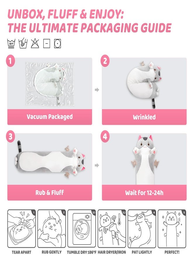 Mewaii Long Cat Plush Body Pillow, 53” Cute Cat Stuffed Animals Soft Plushies, Kitten Plush Throw Pillow Doll Toy Gift for Girlfriend - Image 5