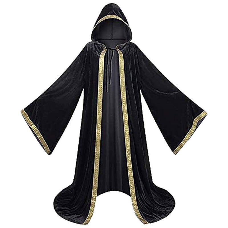 Reaper-Style Cosplay Cape with Printed Trim – Premium Velvet Cloak for Stage and Themed Costumes, Unisex, 4 Colors, S to XXXL