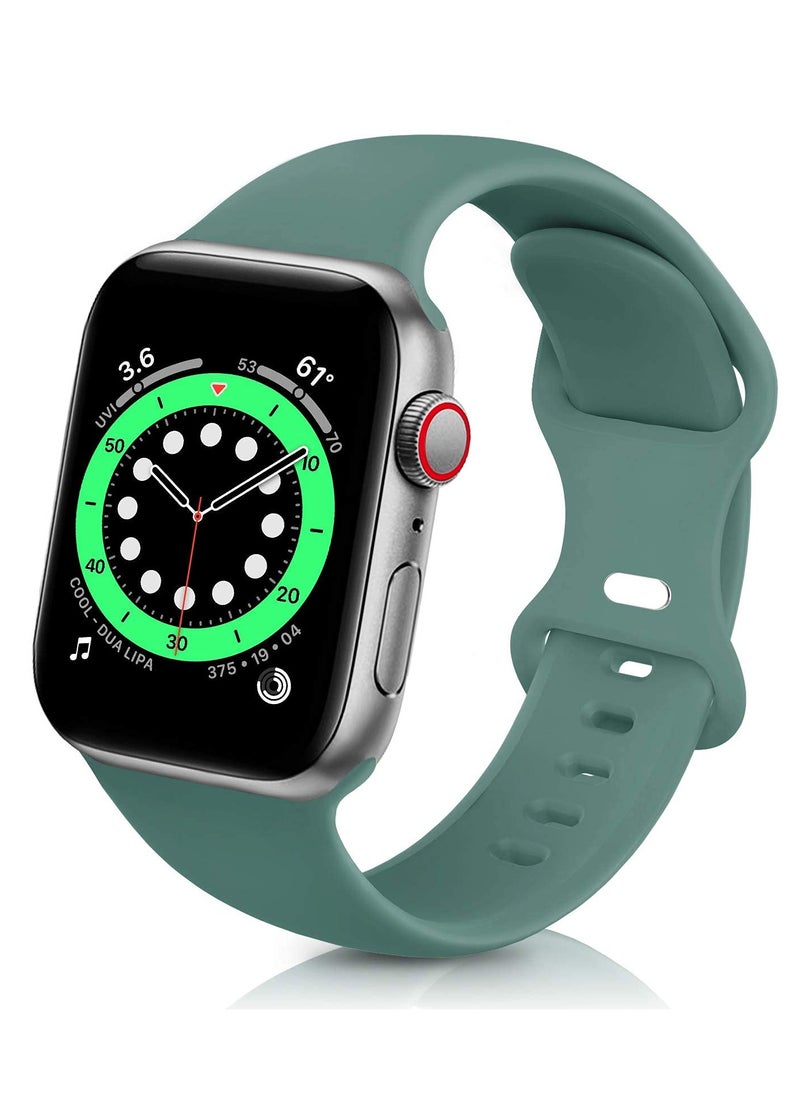 Generic - Compatible with Apple watch Band 42mm 44mm 45mm 46mm 49mm for Women Men, Soft Silicone Wristband Strap Bands for iWatch Ultra 2/1 Series 10 9 8 7 6 5 4 3 2 1 SE 2/1 Pine Green - Image 1