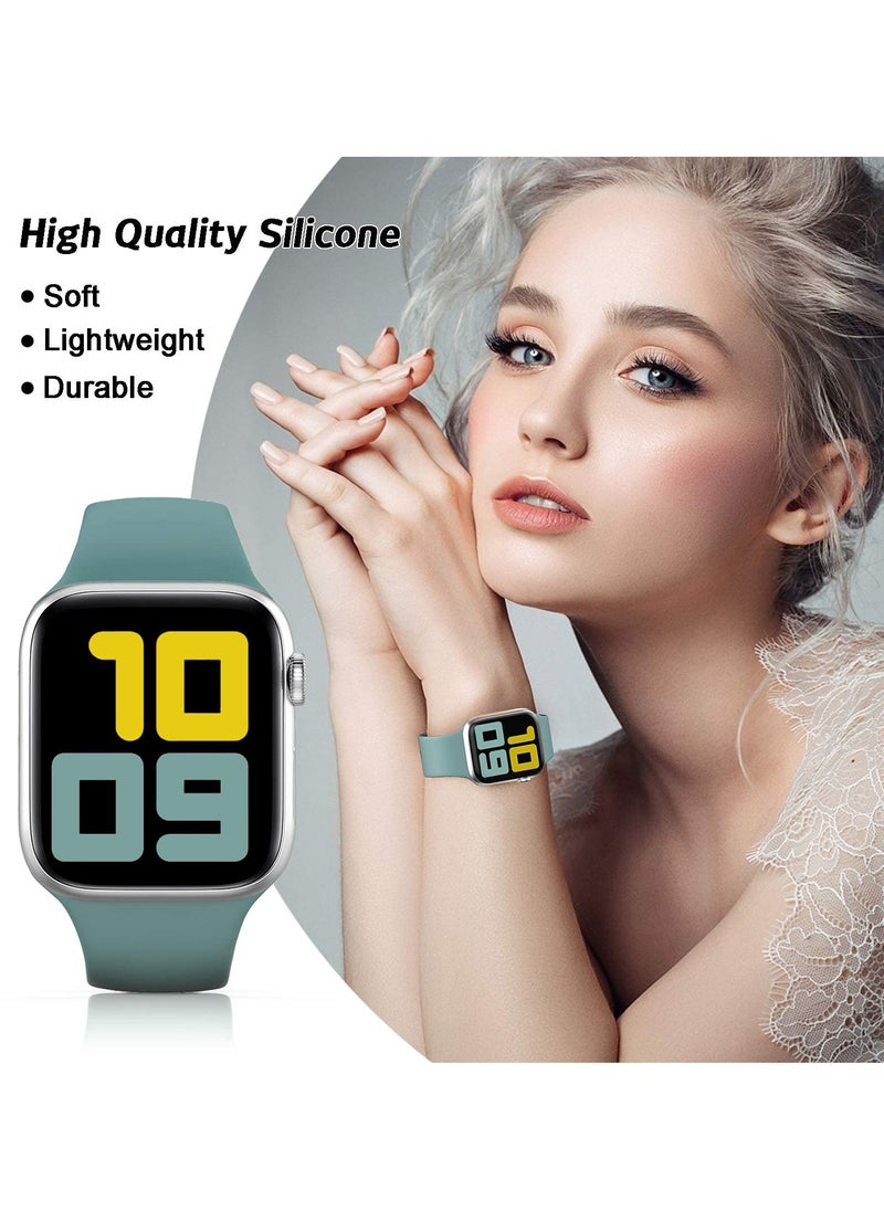 Generic - Compatible with Apple watch Band 42mm 44mm 45mm 46mm 49mm for Women Men, Soft Silicone Wristband Strap Bands for iWatch Ultra 2/1 Series 10 9 8 7 6 5 4 3 2 1 SE 2/1 Pine Green - Image 1