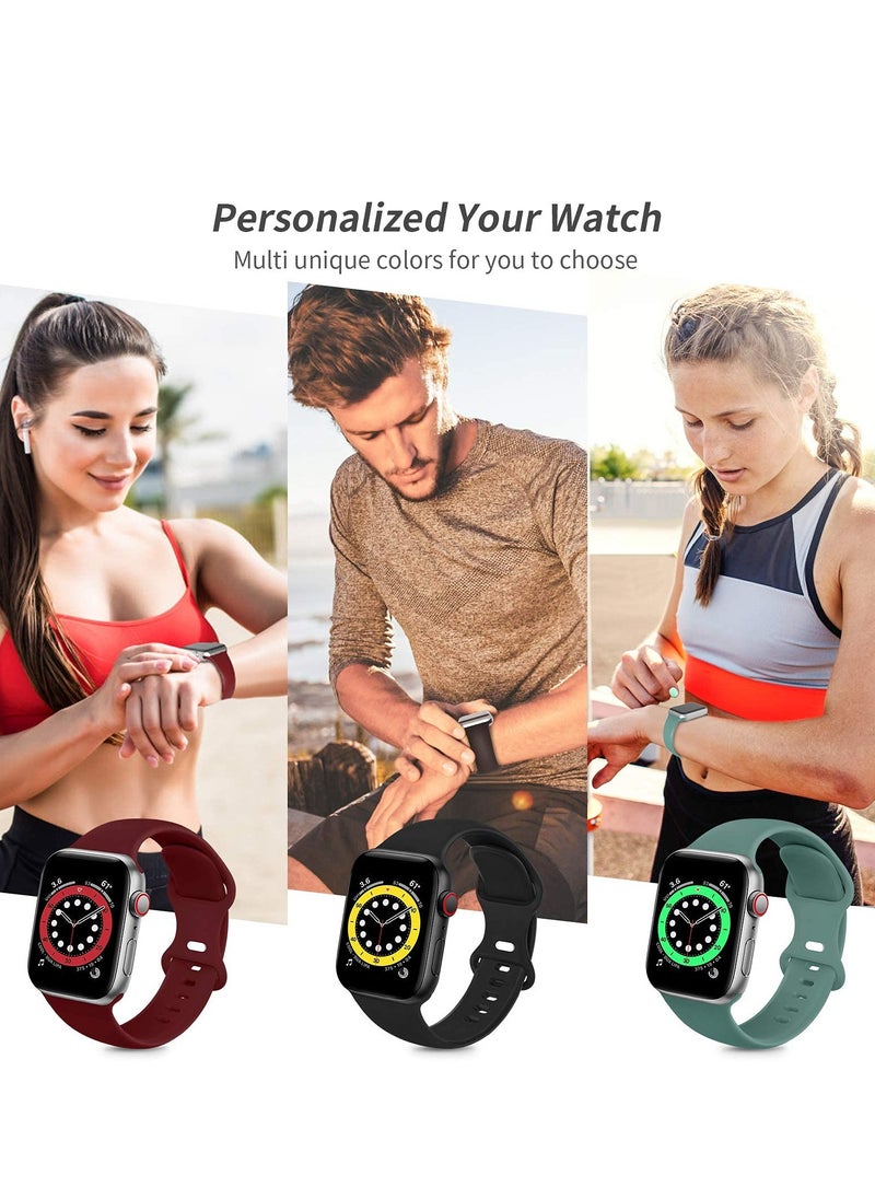 Generic - Compatible with Apple watch Band 42mm 44mm 45mm 46mm 49mm for Women Men, Soft Silicone Wristband Strap Bands for iWatch Ultra 2/1 Series 10 9 8 7 6 5 4 3 2 1 SE 2/1 Pine Green - Image 1