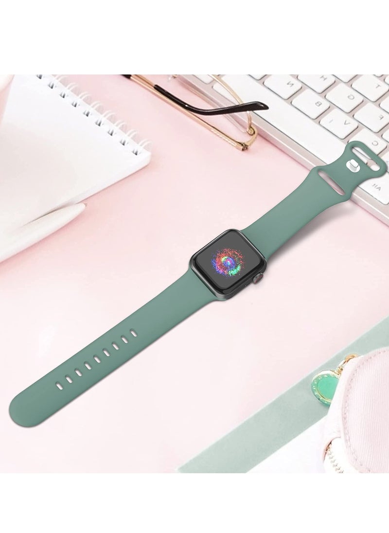 Generic - Compatible with Apple watch Band 42mm 44mm 45mm 46mm 49mm for Women Men, Soft Silicone Wristband Strap Bands for iWatch Ultra 2/1 Series 10 9 8 7 6 5 4 3 2 1 SE 2/1 Pine Green - Image 1