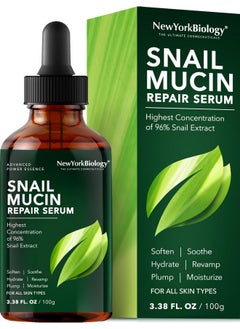 NEW YORK BIOLOGY THE ULTIMATE COSMECEUTICALS New York Biology 96% Korean Snail Mucin Serum for Face 3.38 Fl. oz 100 ml - Facial Skin Care Snail Mucin Moisturizer for Dry, Dull Skin and Wrinkles - Skin Care Hydrating Face Serum  - Image 1