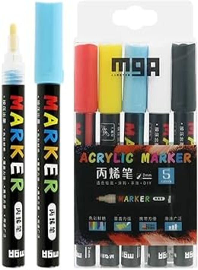 M&G Acrylic Marker 2 Mm Acrylic, Set Of 5 Pcs - No:Zpln6573