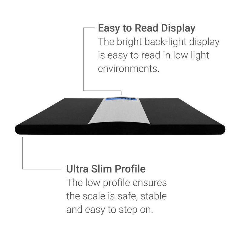 Escali ميزان الحمام الرقمي إسكالي فائق النحافة لوزن الجسم سعة عالية تصل إلى 400 رطل مع بطاريات مرفقة - Image 4