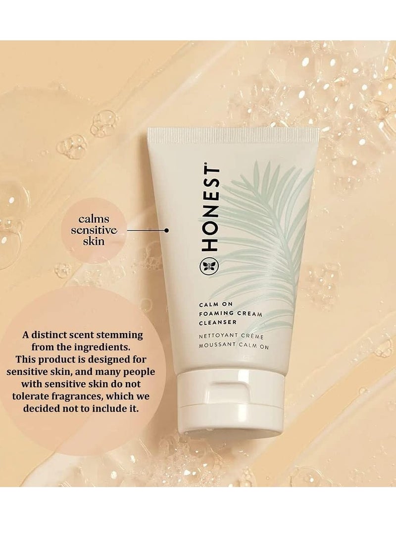 Honest - Honest Beauty Calm On Foaming Cream Cleanser for Sensitive Skin | Hyaluronic Acid + Calming Phyto-Blend | EWG Verified, Vegan + Cruelty Free | 4 fl oz - Image 1