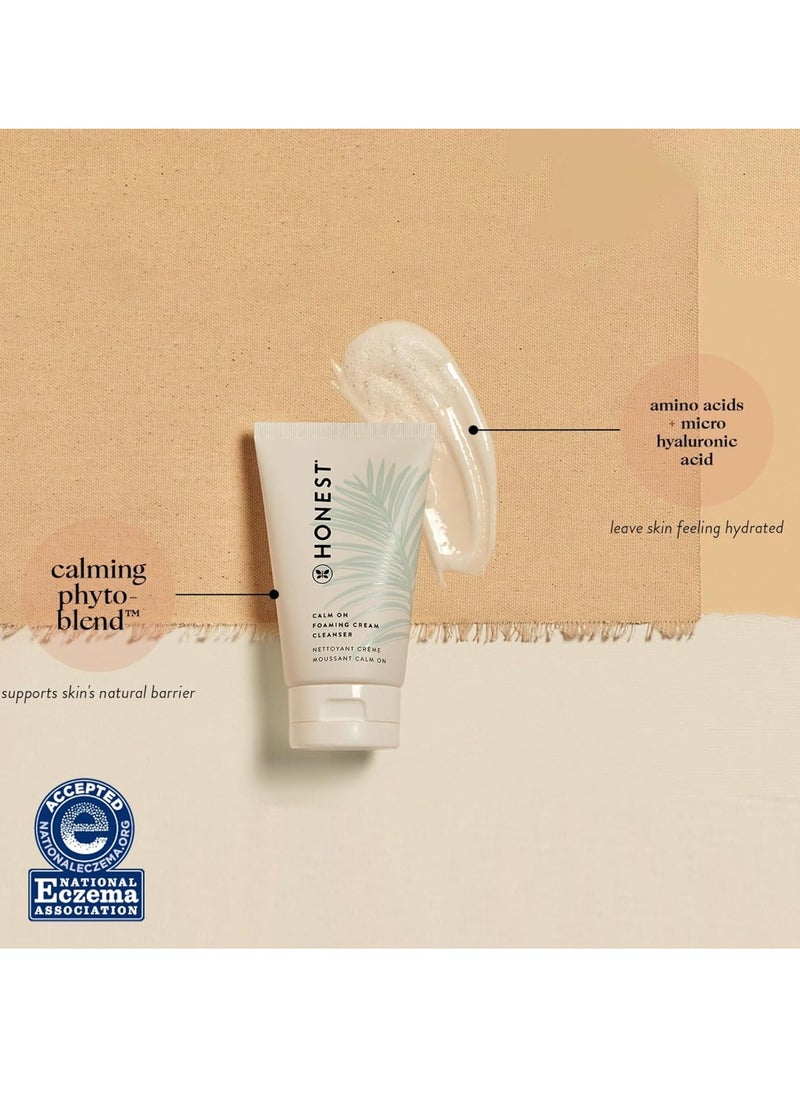 Honest - Honest Beauty Calm On Foaming Cream Cleanser for Sensitive Skin | Hyaluronic Acid + Calming Phyto-Blend | EWG Verified, Vegan + Cruelty Free | 4 fl oz - Image 1