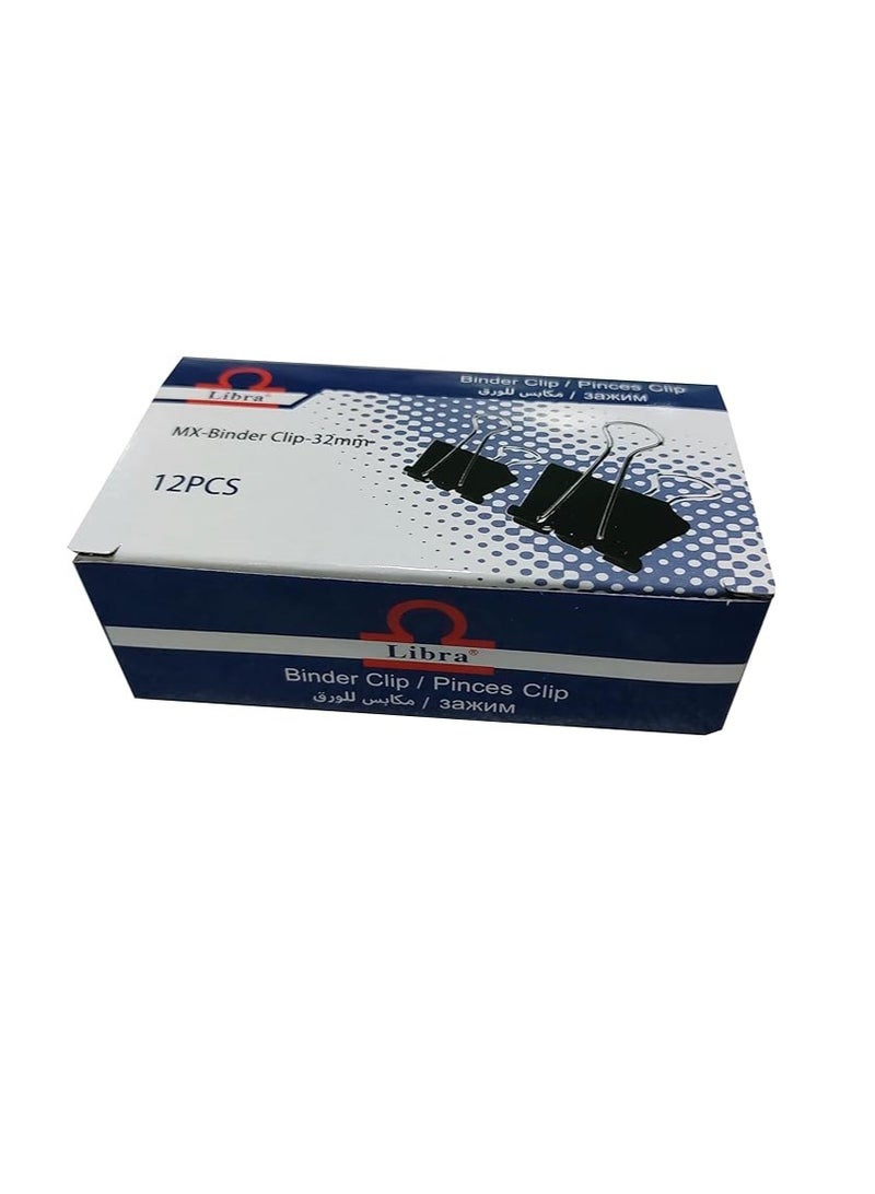 Libra Binder Clip 12 Pieces Set, 51 mm Size - Image 1