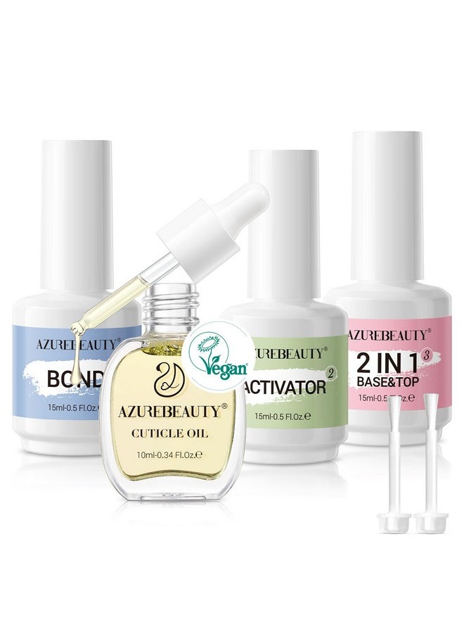 AZUREBEAUTY AZUREBEAUTY Dip Powder Liquid Set 15ml/0.5oz Nail Repair Cuticle Oil Dip Powder Base Top Coat with Activator, Bond, Cuticle Care for Dipping Powder Nail Kit, No Need Nail Lamp  - Image 1