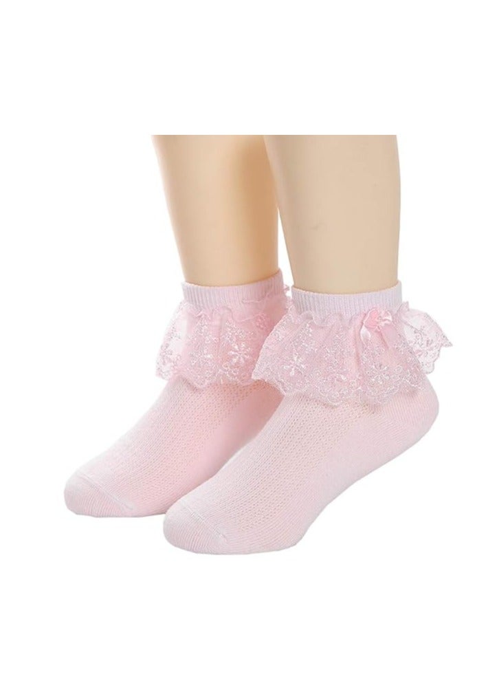Oasisgalore 4 Pairs Toddler/Kids Girls Cotton Lace Socks Princess Dressy Socks  - Image 2