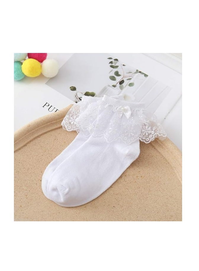 Oasisgalore 4 Pairs Toddler/Kids Girls Cotton Lace Socks Princess Dressy Socks  - Image 4