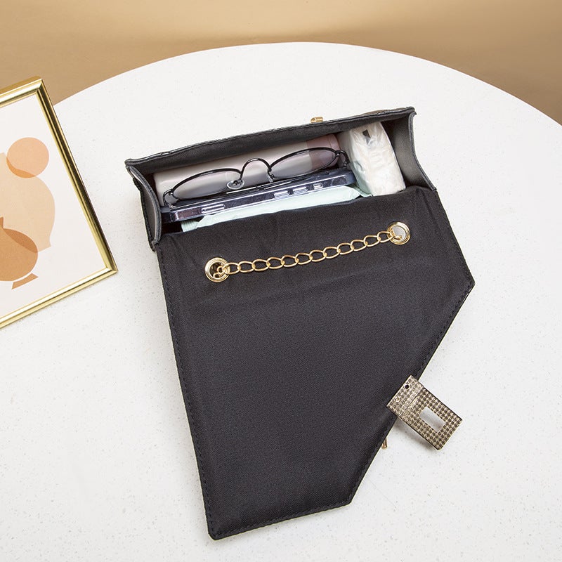 Fashion Embroidered Diamond Lattice Chain Small Square Bag 2023 New Lock Mobile Phone Makeup Women'S Bag - Image 5