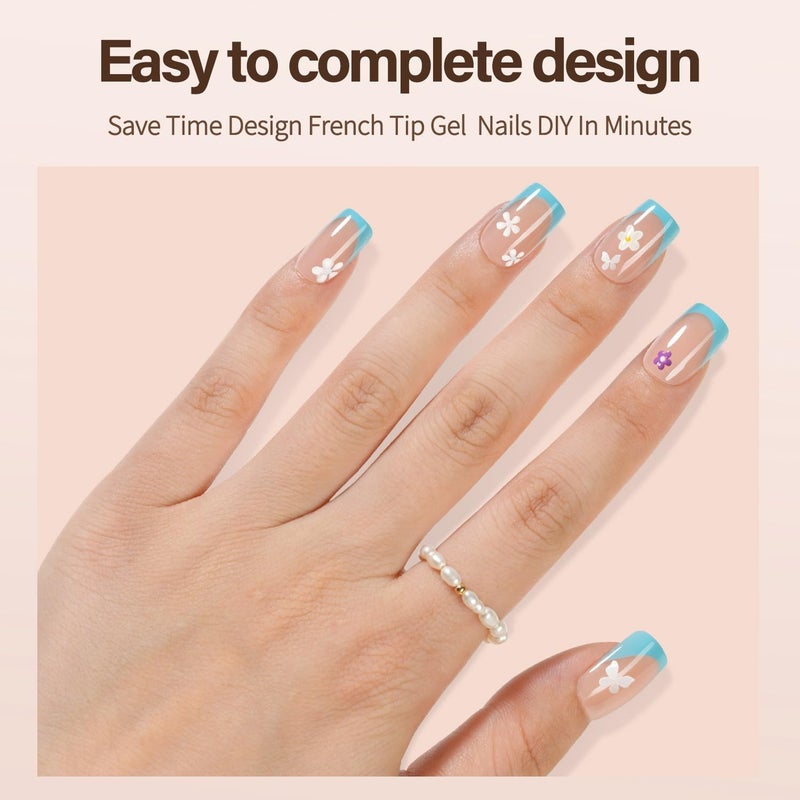 VANSIHO 300Pcs French Gel Nail Tips, Vansiho Short Square Nail Tips, Pre-French Tips Press on Nails, Acrylic Fake Nails for Nail Art DIY 15 Sizes - Image 3