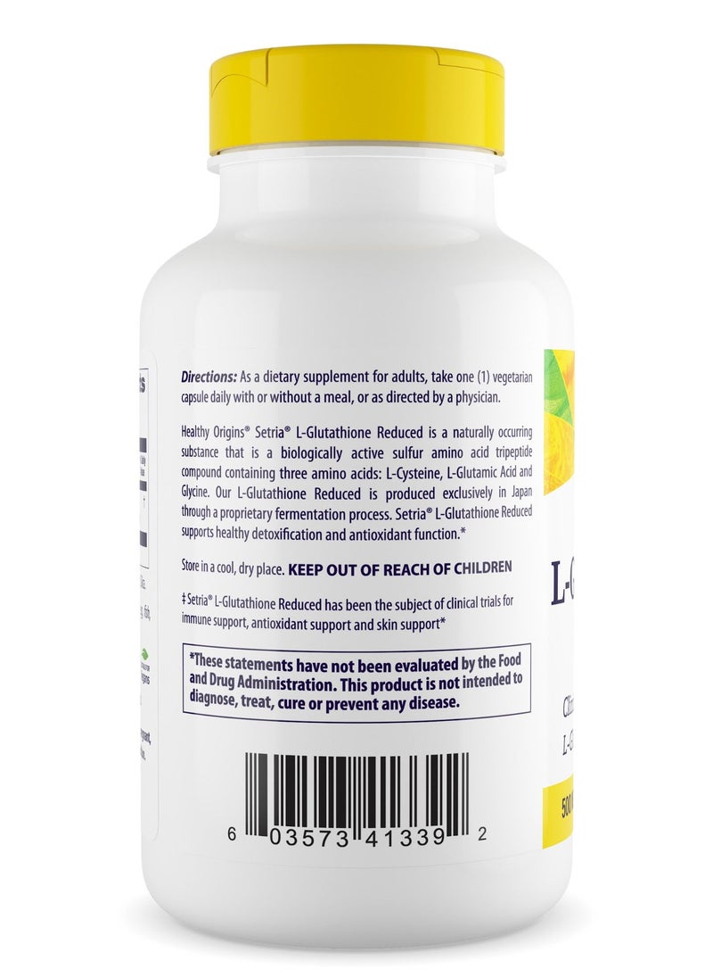 Healthy Origins Reduced (Setria) Clinically Studied L-Glutathione 500 mg - 60 Veggie Capsules  - Image 3