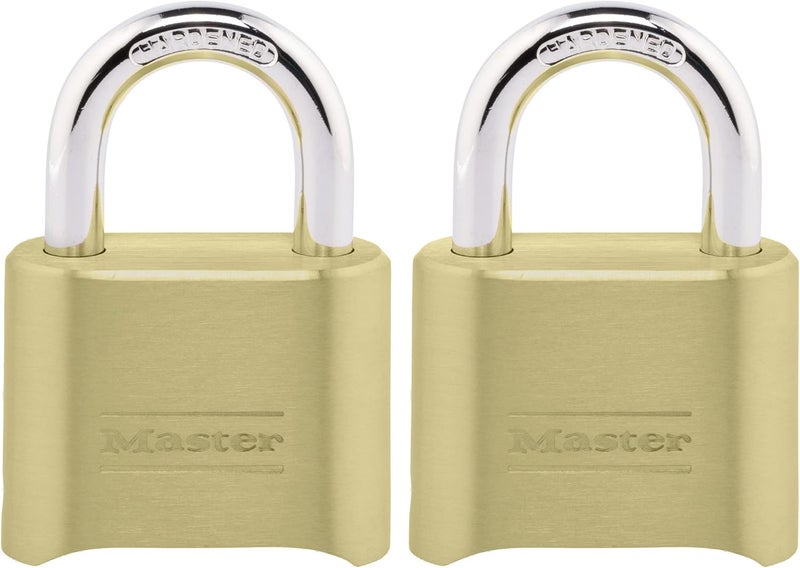 MasterLock Brass Combination Lock, Gate Lock for Outdoor Fence or Shed, Customizable Combination Padlock with 2-inch Wide Body and 1-inch Shackle, 20 Pack, 175EC2 - Image 1