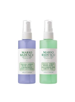 MARIO BADESCU Ario Badescu Facial Spray 2 Piece Set Includes Aloe Chamomile & Lavender Face Mist Plus Aloe Cucumber Green Tea Face Mist For All Skin Types Dewy Finish 4 Fl Oz 2 Count (Pack Of 1)  - Image 2