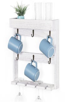 3 Tier Wood Mug Rack Wall Mounted Coffee Cup Organizer Hanging