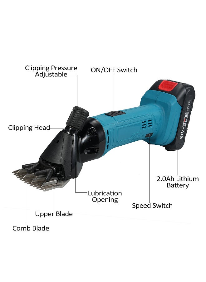 Generic Electric Sheep Shears 500W 2400RPM Professional Rechargeable Shearing Clipper 21V with 6 Speed for Shaving Fur Wool in Sheep Goat Cattle and Other Farm Livestock with 2 Lithium Batteries  - Image 5