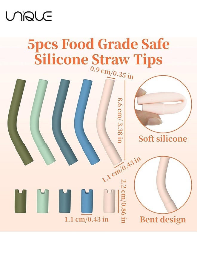 Unique 5PCS Silicone Straw Tips for 8-10mm Reusable Straws, Soft Rubber Straw Covers & Toppers - Flexible Mouthpiece Sleeves for Metal & Glass Straws for 30-40 oz Tumblers, Silicone Extender Tipings - Image 2