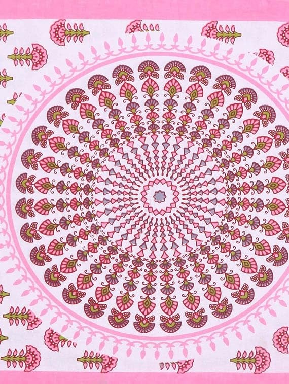 DE CAMA Since 1997 | 100% Cotton 300 TC Premium Double Size Bedsheet for Double Bed (90 x 100 Inch) with 2 Pillow Covers Set (17 x 27 Inch) Designer Printed Bedsheet Set - Pink - Image 2
