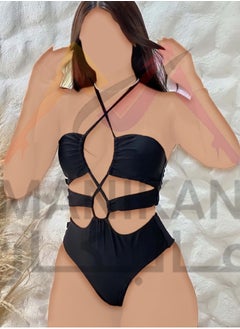 MANIKAN One-Piece Black Bodysuit with Bold Cutouts and Crisscross Straps  - Image 3