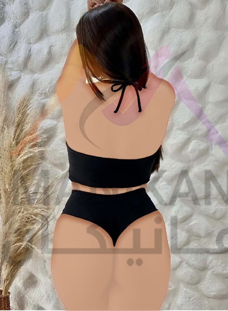 MANIKAN One-Piece Black Bodysuit with Bold Cutouts and Crisscross Straps  - Image 2