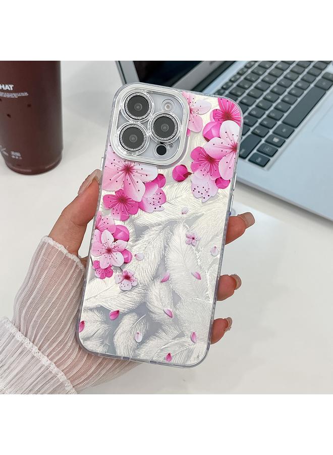 S-TOP Case For iPhone 15 Pro Electroplating Flowers Plants Texture TPU Phone Case - Image 1