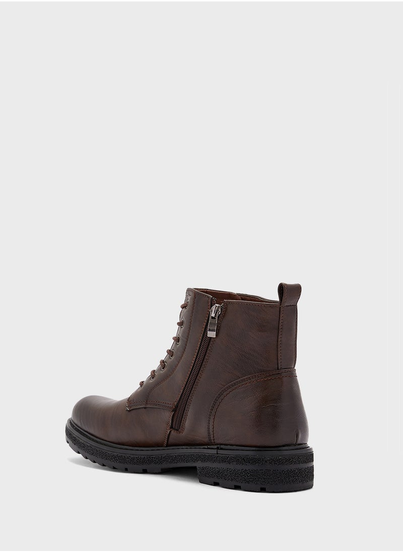 Robert Wood - Ankle Lace Ups Biker Boots - Image 1