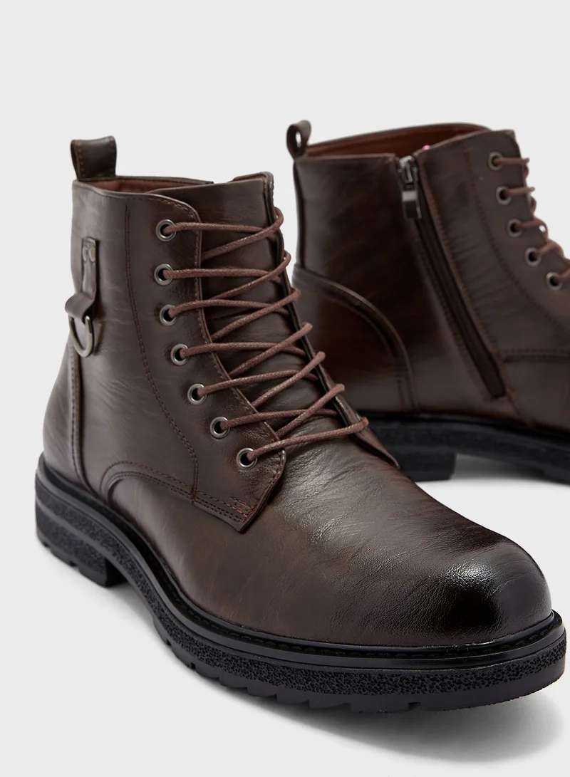 Robert Wood Ankle Lace Ups Biker Boots