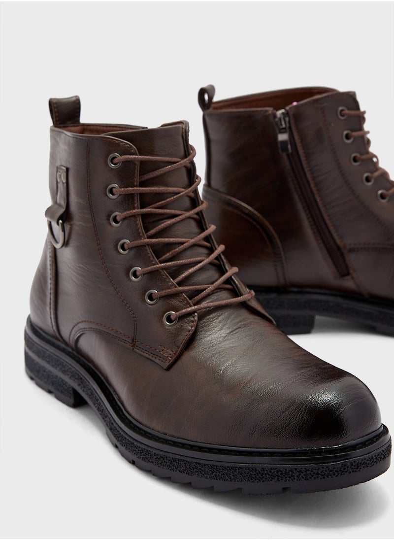 Robert Wood - Ankle Lace Ups Biker Boots - Image 1