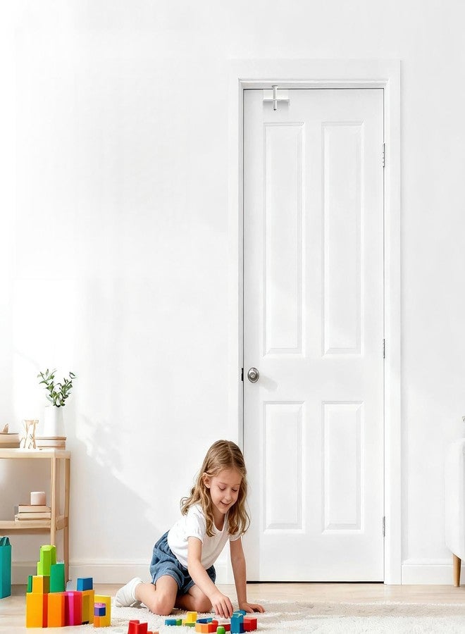 GQGP Child Safety Door Top Lock, Adjustable Metal Child Proof Door Top Locks for Interior&Exterior&French Doors, Lock & Unlock from Both Sides for Childproofing, Fit 0.6-2 inch Thick Doors (1Pack White) - Image 1