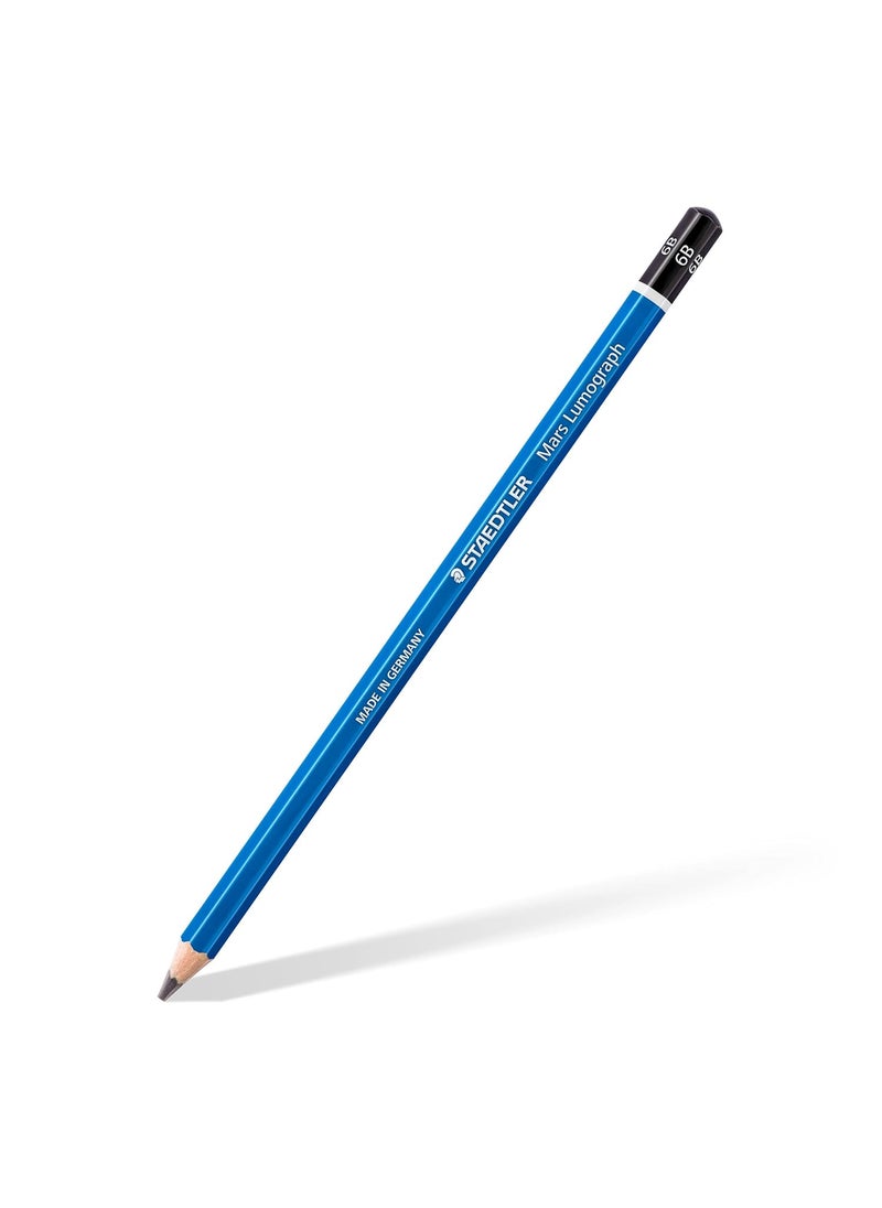 STAEDTLER Staedtler Mars Lumograph 100G6 Soft Grades 8BHb Pencil Tin Of 6Black  - Image 3