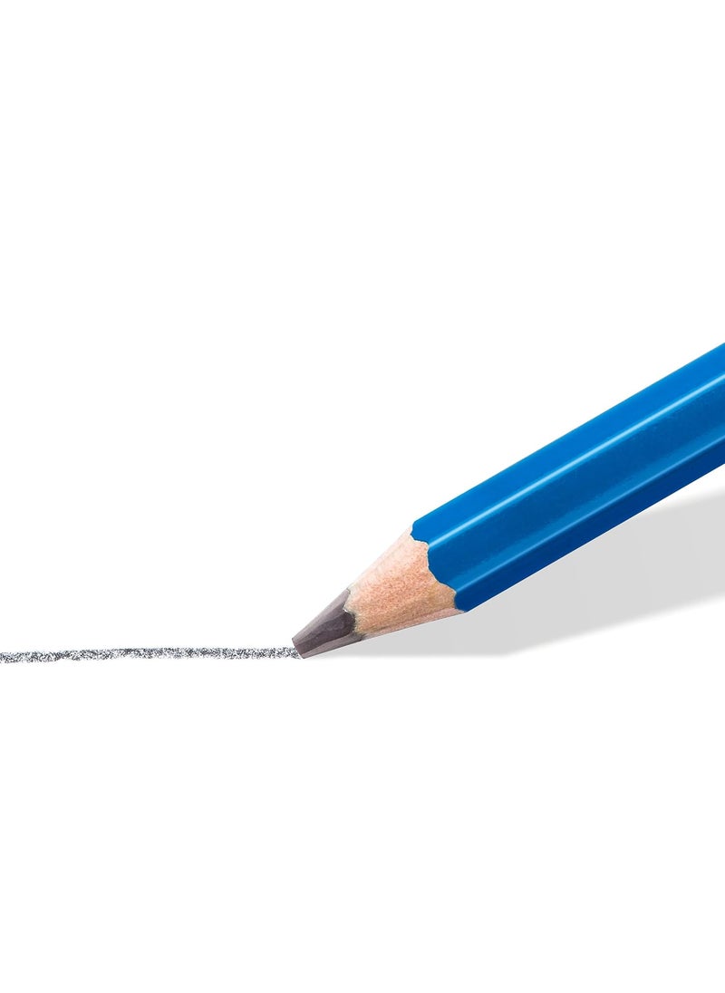 STAEDTLER Staedtler Mars Lumograph 100G6 Soft Grades 8BHb Pencil Tin Of 6Black  - Image 4