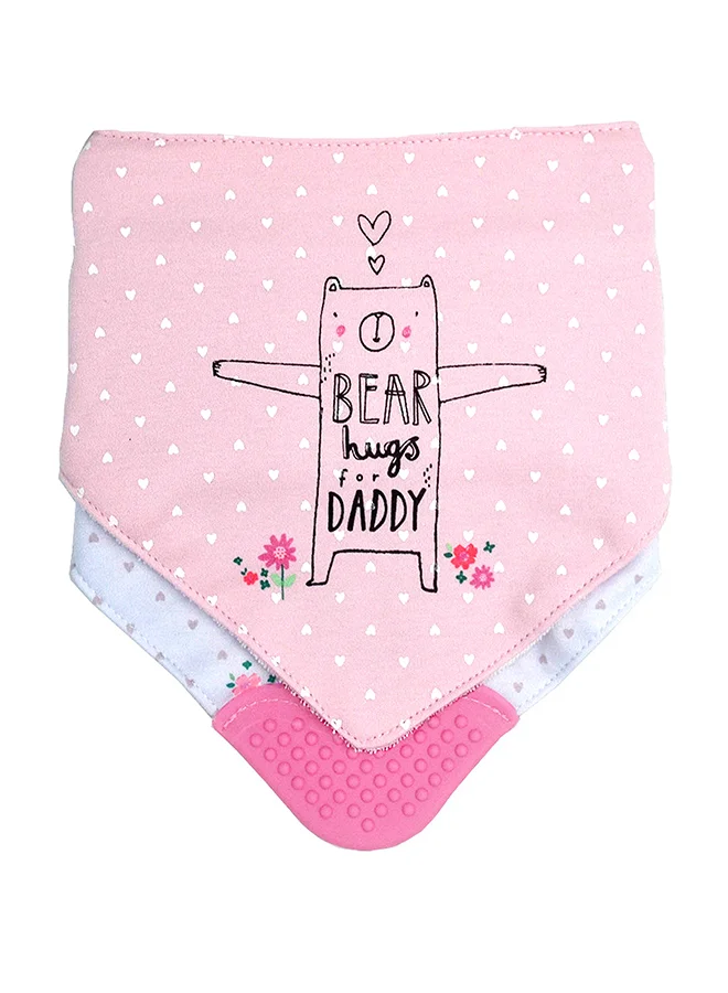 LITTLE SURPRISE BOX Little Surprise Box, 2PCS Set of Bear Hugs print premium adjustable snap button closure & Silicone Teether Flap Bibs