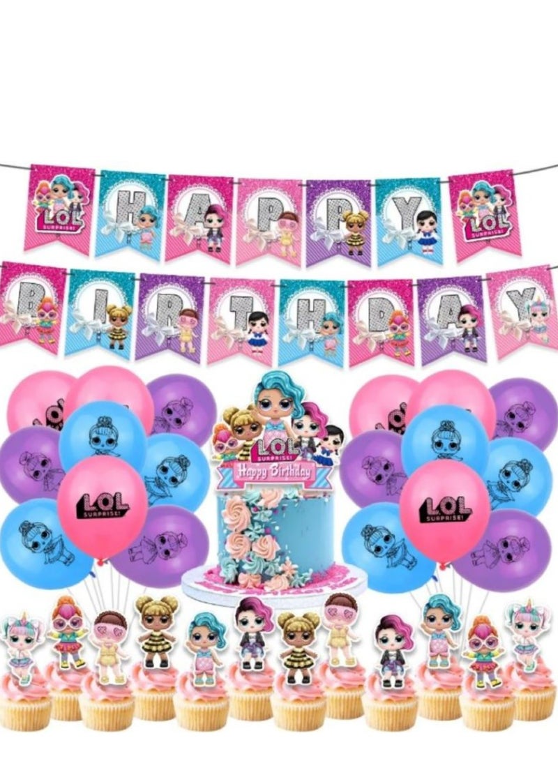 Tamona LOL Surprise Doll Birthday Party Decoration Set for Gilrs- 46 Pcs. - Image 1