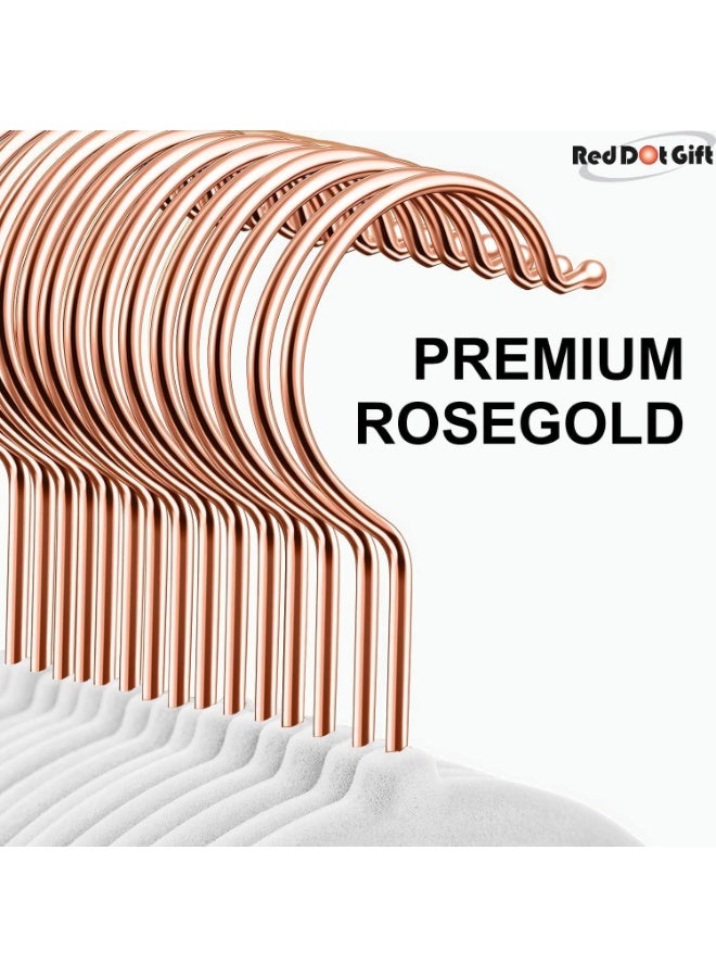 Red Dot Gift® 10-Pack White 45Cm Non-Slip Velvet Hangers, Space Saving Clothes Hangers with 360° Rotatable Rose Gold Hook, Durable & Slim Hangers for Coats, Pants, and Shirt. - Image 4